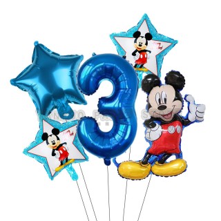 Mickey folie ballonnen set 5x verjaardag 3 - 4 - 5 jaar